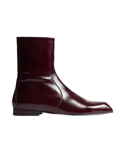 Khaite Colt Zip Ankle Boot In Burgundy