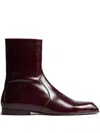 Khaite Colt Zip Ankle Boot In Red
