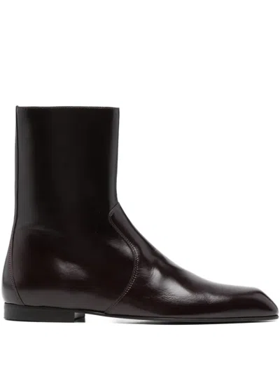 Khaite Colt Zip Boots In Brown