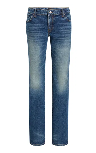 Khaite Conforti Cotton-blend Jean In Blue