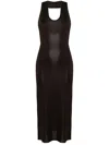 Khaite Coraline Knit Halter Maxi Dress In Brown