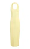 Khaite Coraline Knit Halter Maxi Dress In Yellow