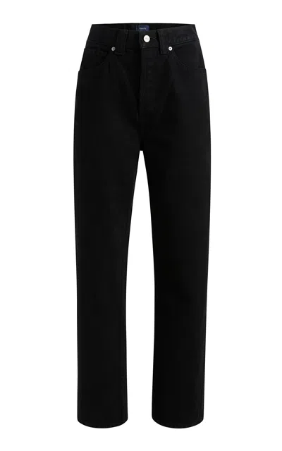Khaite Abigail Cropped High-rise Straight-leg Jeans In Black