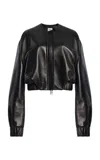 Khaite Cordan Plonge Leather Bomber Jacket In Black