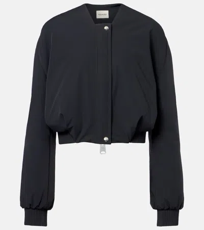Khaite Cordan Cropped Shell Bomber Jacket In Gray