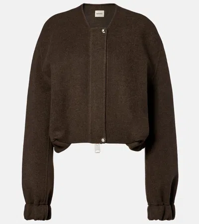 Khaite Cordan Cropped Wool Bomber Jacket In Green