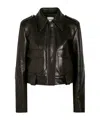 Khaite Cropped Lamb Nappa Leather Jacket With Pointed Collar In Black