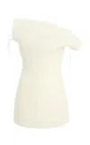 Khaite Corinne Asymmetric Wool Bustier Top In Ivory
