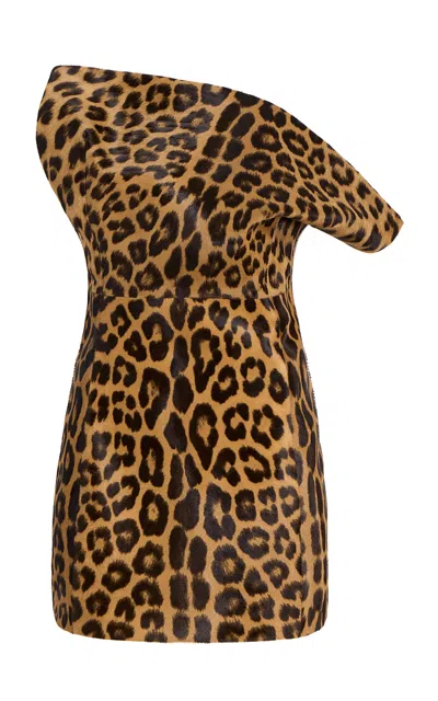 Khaite Corinne Leopard-print Calf Hair Bustier Top In Animal