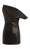 Khaite Corinne Textured Leather Bustier Top In Black