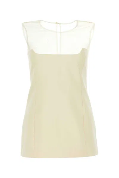 Khaite Sasmo Sleeveless Crepe And Mesh Top In White