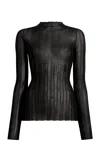Khaite Cosette Semisheer Silk Blend Rib Knit Top In Black