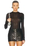 Khaite Cosette Semisheer Silk Blend Rib Knit Top In Black