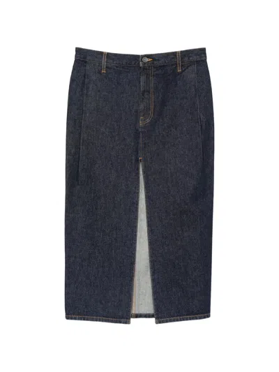 Khaite Cotton Belt Loops Skirt With Four Pockets In Blu