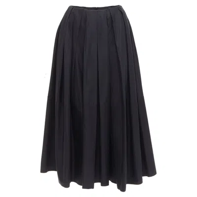 Pre-owned Khaite Cotton Pleated Tea Length Skirt In Black