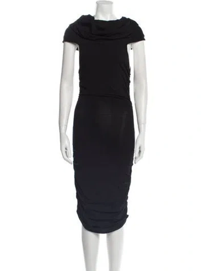 Pre-owned Khaite Cowl Neck Knee-length Dress In Black