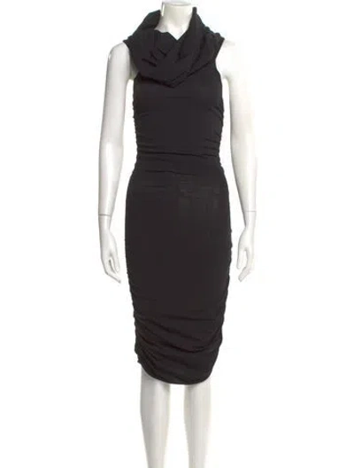 Pre-owned Khaite Cowl Neck Knee-length Dress W/ Tags In Black