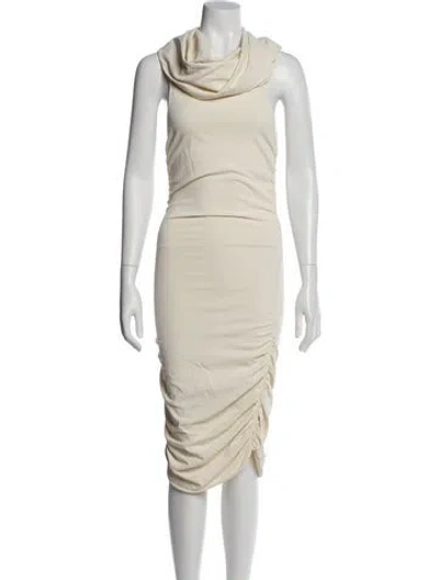 Pre-owned Khaite Cowl Neck Knee-length Dress W/ Tags In Neutral