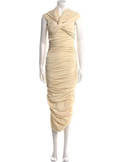 Pre-owned Khaite Cowl Neck Long Dress In Neutral