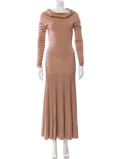 Pre-owned Khaite Cowl Neck Long Dress In Neutral