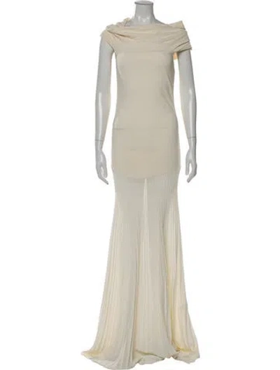 Pre-owned Khaite Cowl Neck Long Dress In Neutral