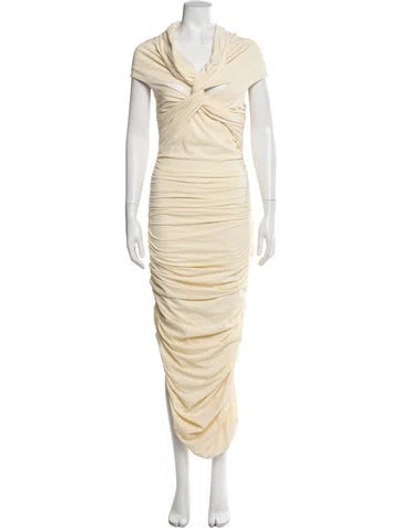 Pre-owned Khaite Cowl Neck Long Dress In Neutral
