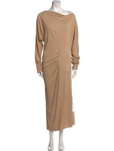 Pre-owned Khaite Cowl Neck Long Dress W/ Tags In Neutral