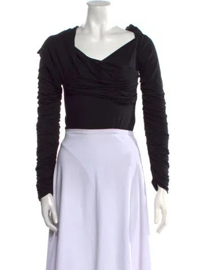 Pre-owned Khaite Cowl Neck Long Sleeve Bodysuit In Black