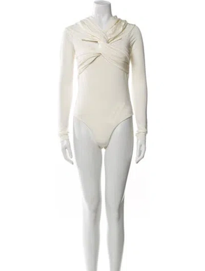 Pre-owned Khaite Cowl Neck Long Sleeve Bodysuit In Neutral
