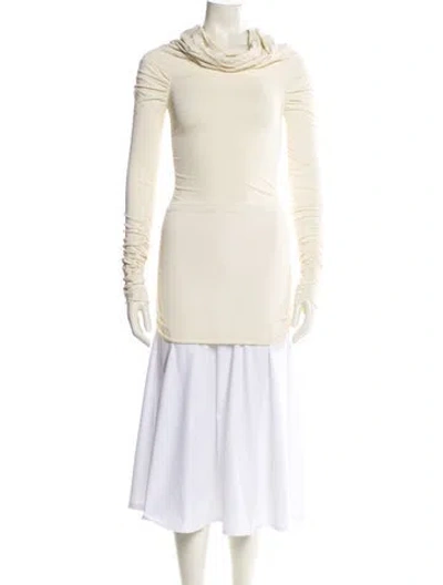 Pre-owned Khaite Cowl Neck Long Sleeve Tunic W/ Tags In White