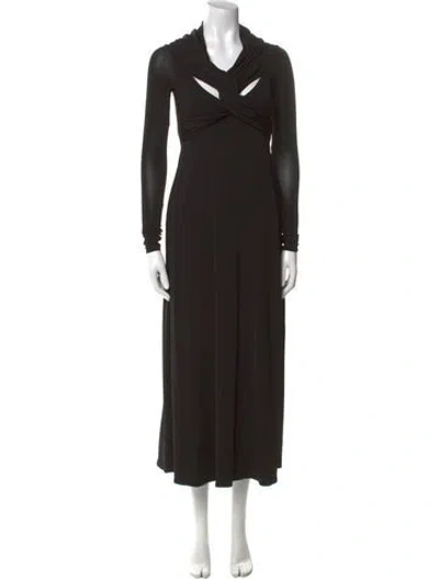 Pre-owned Khaite Cowl Neck Midi Length Dress In Black