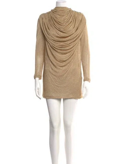 Pre-owned Khaite Cowl Neck Mini Dress In Gold