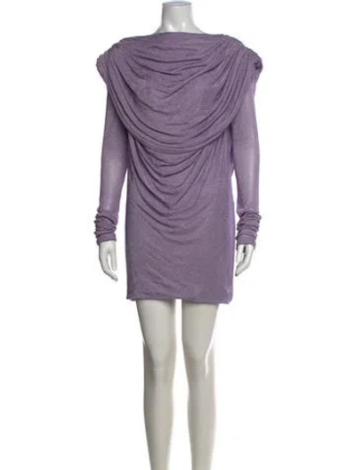 Pre-owned Khaite Cowl Neck Mini Dress In Purple