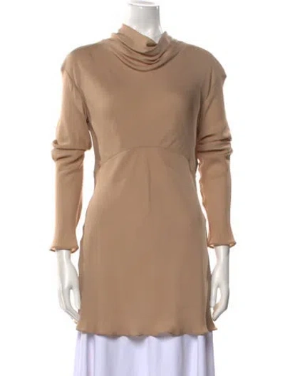 Pre-owned Khaite Cowl Neck Three-quarter Sleeve Tunic W/ Tags In Neutral