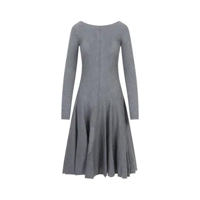 KHAITE COZY AND CHIC GREY WOOL DRESS FOR WOMEN