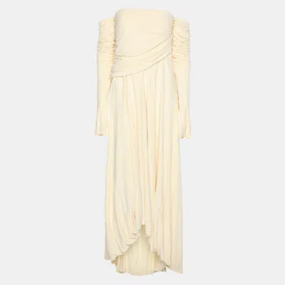 Pre-owned Khaite Cream Crepe The Nerissa Midi Dress L