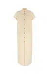 Khaite Effy Silk And Cotton-blend Organza Midi Shirt Dress In Neutral