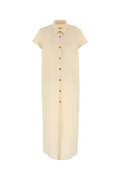 Khaite Cream Linen Blend Iffy Shirt Dress In 白色