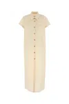 Khaite Effy Silk And Cotton-blend Organza Midi Shirt Dress In Neutral