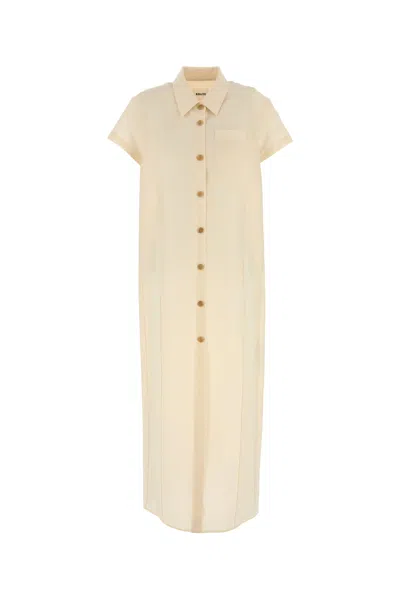 Khaite Cream Linen Blend Iffy Shirt Dress In Neutral