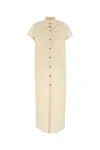 Khaite Effy Silk And Cotton-blend Organza Midi Shirt Dress In Neutral