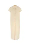 Khaite Cream Linen Blend Iffy Shirt Dress In Multi