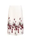Khaite Cream Printed Twill Anya Pleated Midi Skirt In White