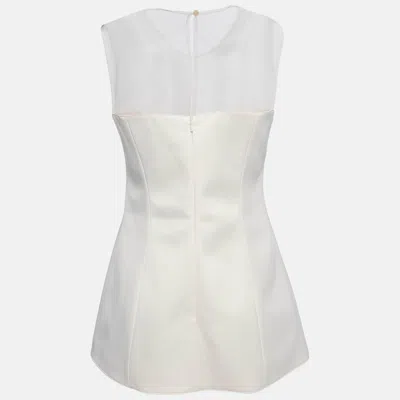 Pre-owned Khaite Cream Silk Paneled Satin Sasmo Sleveeless Top S In White