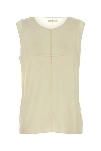 Khaite Cream Stretch Cupro Allo Top In Neutral