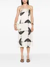 KHAITE CREAM WHITE BIRD PRINT MIDI DRESS - WOMEN'S - CUPRO