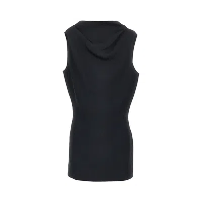 Khaite Crepe Satin Mini Dress In Black