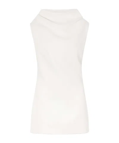 Khaite Astor Bonded Crepe Satin Mini Dress In White