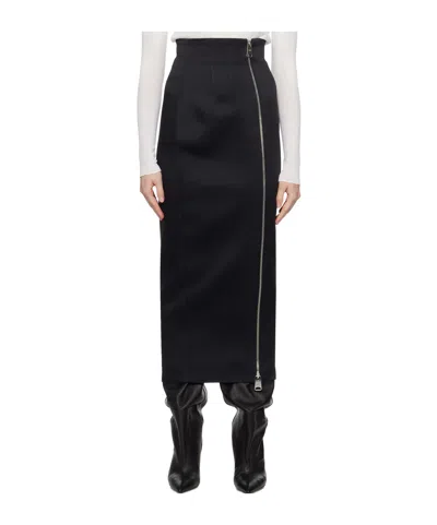 Khaite Crepe Satin Skirt In Black
