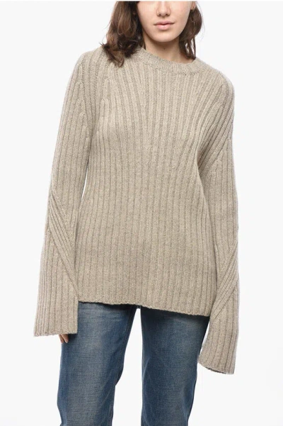 KHAITE CREW NECK CALVIN RIBBED CASHMERE PULLOVER